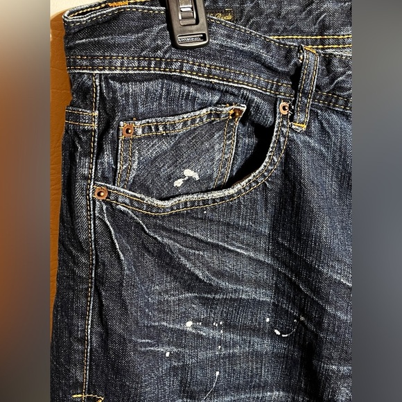 Akoo No Rivals Men's Dark Blue Distressed Jeans sz 40 - Picture 4 of 12